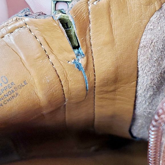 Lucky Brand Lamija Bootie Russet Suede Chunky Open Toe Shoe Casual Spring SZ 10 - Picture 10 of 12